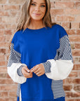 Stripe Leopard Patchwork Long Sleeve Sweatshirt