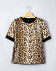 Leopard Sequin Short Sleeve Top