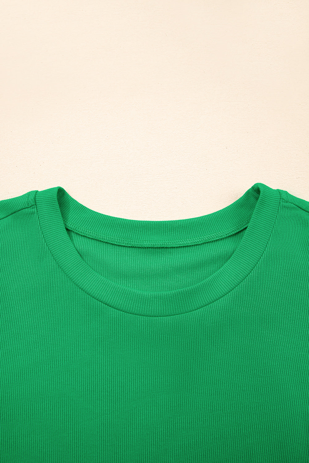 Pearl Beaded Puff Sleeve Ribbed Top