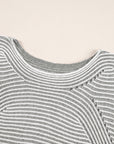 Stripe Ribbed Knit Boat Neck Sweater