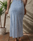 Boho Floral High Waist Side Split Maxi Skirt