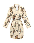 Vintage Cowgirl Women's Long Sleeve Belted Satin Feel Dressing Lounge Robe