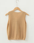 Boho Solid Eyelet Trim Buttoned Sweater Vest