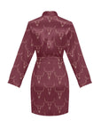 Burgandy Longhorn Women's Belted Satin Feel Dressing Lounge Robe