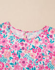 Plus Size Floral Frilled Short Sleeve Mini Dress