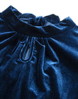 Velvet Mock Neck Puff Sleeve Blouse