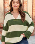 Violet Stripe Colorblock Notched PLUS Sweater