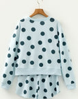 Polka Dot Pullover and Drawstring Shorts Set