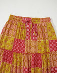 Paisley Ruffle Tiered Pocketed Maxi Skirt