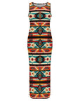 Baha Ranch Santa Fe Sleeveless Bodycon Side Slit Western Maxi Long Dress