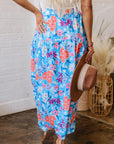 Floral High Waist Side Split Wrap Maxi Skirt