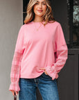 Brielle Lace Ruffled Sleeve Patchwork Loose Sweatshirt