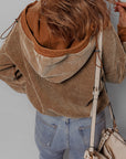 Abigail Kangaroo Drawstring Corduroy Hoodie