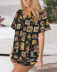 Baha Ranch Vintage Cowgirl Collage Western Ruffle Satin Pajama Set
