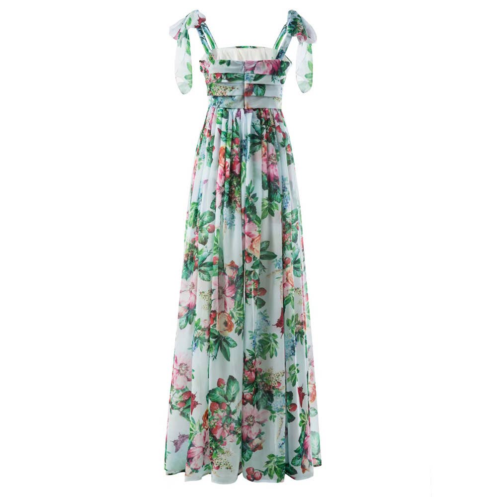 Resort rose mesh tulle flare dress