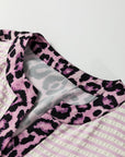 Stripe Leopard Patchwork Long Sleeve Shirt