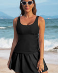 Colorblock Tankini Top and Skort Swim Set