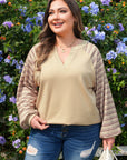 Plus Size Stripe Patchwork Raglan Sleeve Jumper