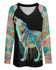 Baha Ranch Western Native Wolf Long Sleeve Tee