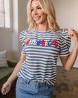 America Graphic Puff Sleeve Top