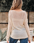 Solid Crochet Hollow-Out Sweater