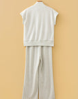 Solid Half Zip Polo Tee and Pants Set