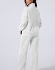 Solid Zip-Up Jacket and Drawstring Pants Set