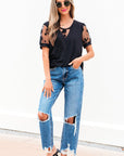 Valery Flora Lace Crew Neck Top