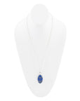 Carved Blue Lapis Sterling Silver Pendant Necklace