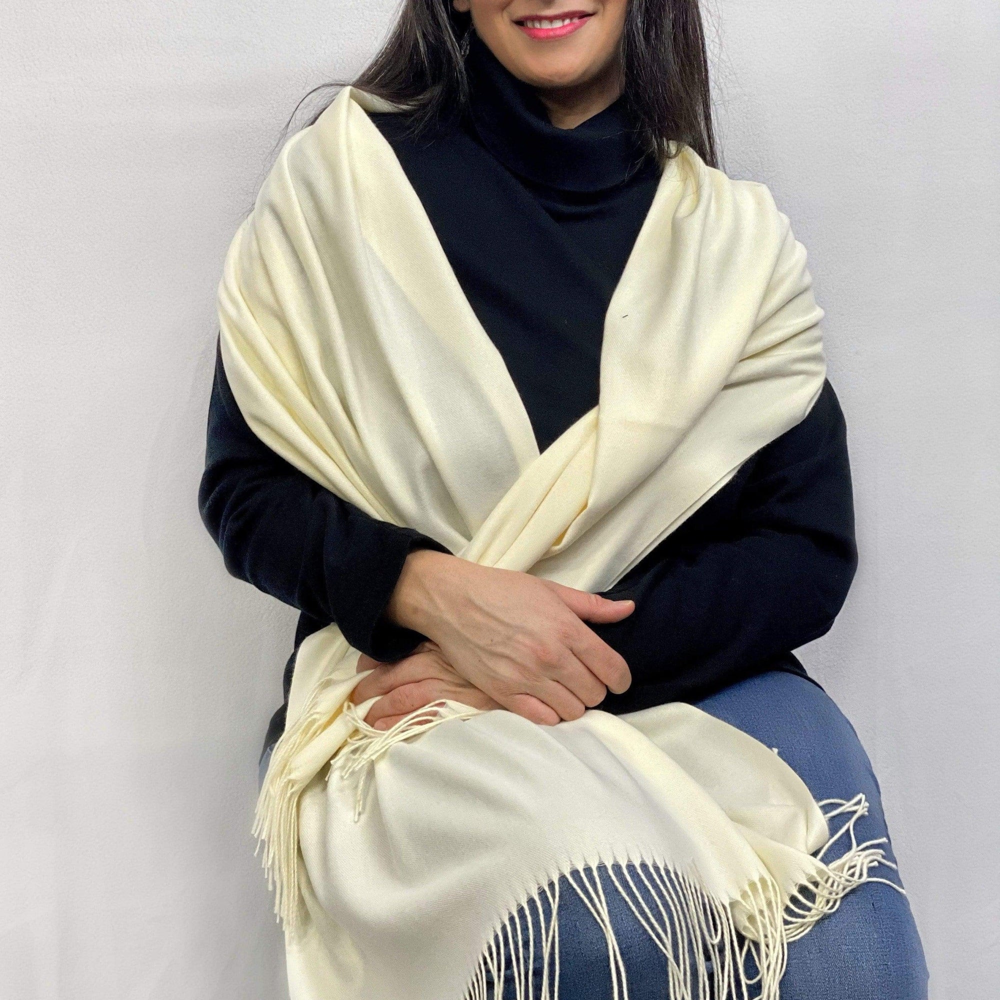 Ultra Soft Cream Cashmere Scarf / Wrap / Shawl / Cover  