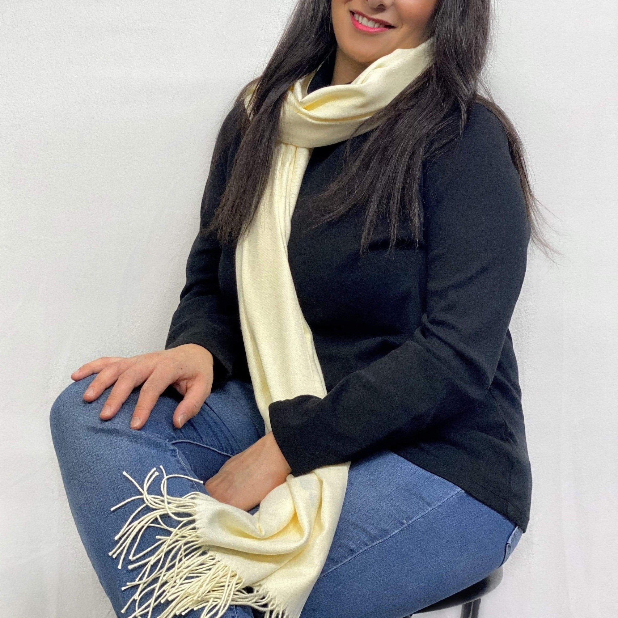 Ultra Soft Cream Cashmere Scarf / Wrap / Shawl / Cover  