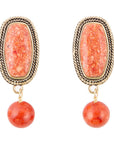 Catalina Orange Sponge Coral Golden Clip-On Earrings