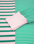 Green Stripe Color Block Exposed Seam Side Slit Plus Size Sweatshirt