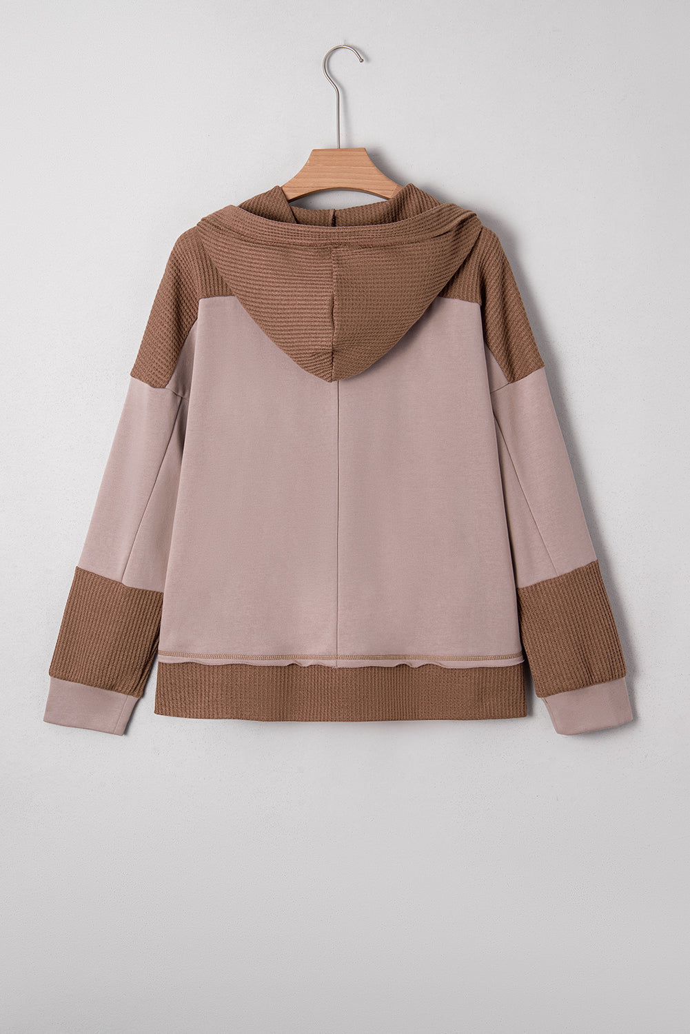 Waffle Patchwork Exposed Seam Oversize Hoodie