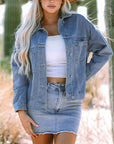 Stripe Denim Chest Pocket Oversize Jacket