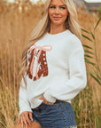 Amanda Embroidered Bow Boots Sweater