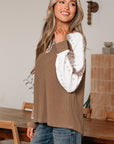 Isabella Lace Contrast Patchwork Long Sleeve Top