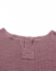 Solid Waffle Knit Long Sleeve Top
