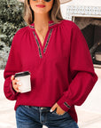 Eve Jacquard Print Textured Blouse