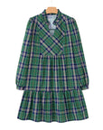 Plaid Frilled Collar Long Sleeve Mini Dress