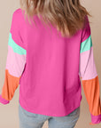 Colorblock Patchwork Long Sleeve Top