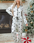 Bow Tie Long Sleeve Top and Pants Pajama Set