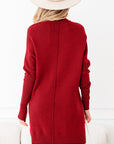 Solid Ribbed Mock Neck Sweater Dress