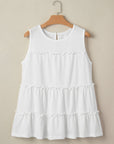 Solid Frilled Ruffle Tiered Tank Top