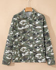 Camo Denim Chest Pocket Buttoned Jacket