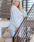 Floral Tie Neck Long Sleeve Mini Dress