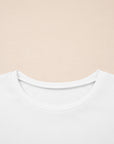 Solid Ribbed Knit Ruffle Short Sleeve T-Shirt