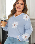 Lucille Fuzzy Flower Scalloped PLUS Sweater