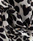 Leopard Stripe Collar Half Buttoned Flared Dress