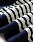 Blue Stripe Contrast Stitched Detail Color Block Patchwork Plus Size Sweatshirt